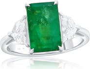 SOUZANA by Suzy Levian 14K White Gold 2.68ct Emerald & 0.54cttw Diamond Ring