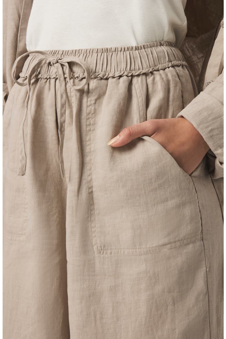 Stella Linen Drawstring Pants, Alternate, color, FAWN