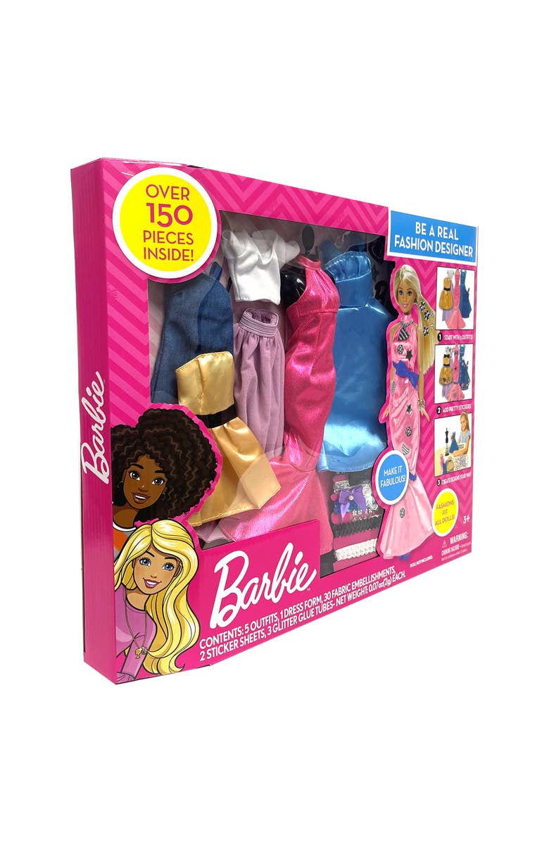 Barbie Be A Real Fashion Designer Design Your Own Barbie Doll Outfits, 5 Outfit Set, Kids Ages 3+, Alternate, color, Multicolored