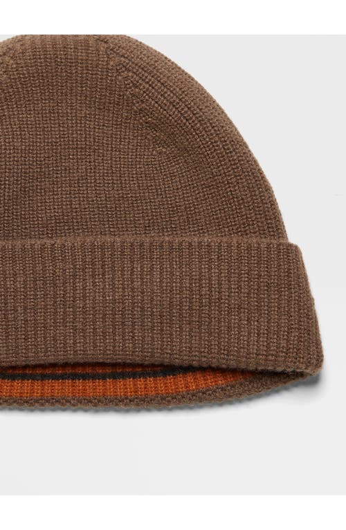Zegna Oasi Cashmere Beanie In Brown