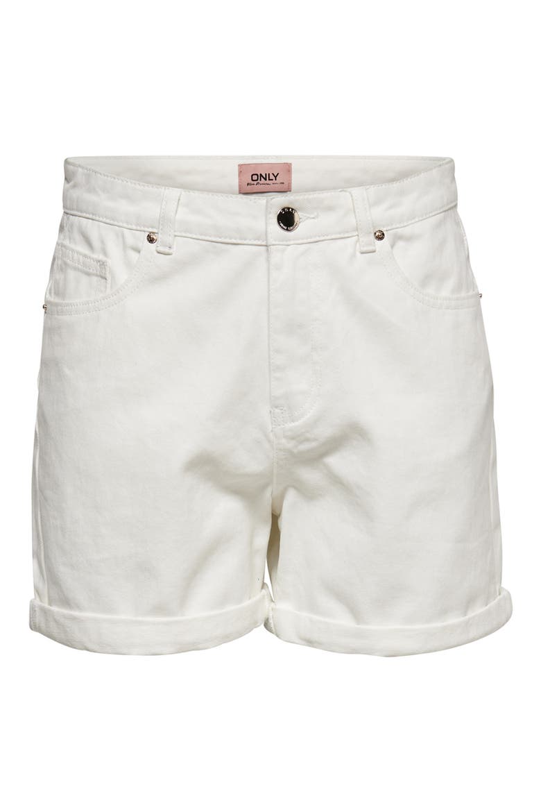 High Waist Cuffed Shorts, Alternate, color, WHITE