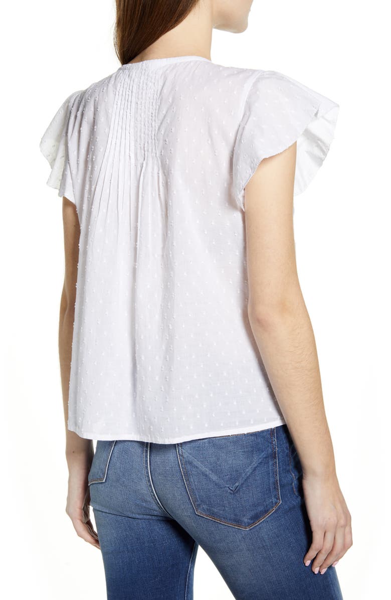 Lucky Brand Flutter Sleeve Clip Dot Poet Blouse, Alternate, color,