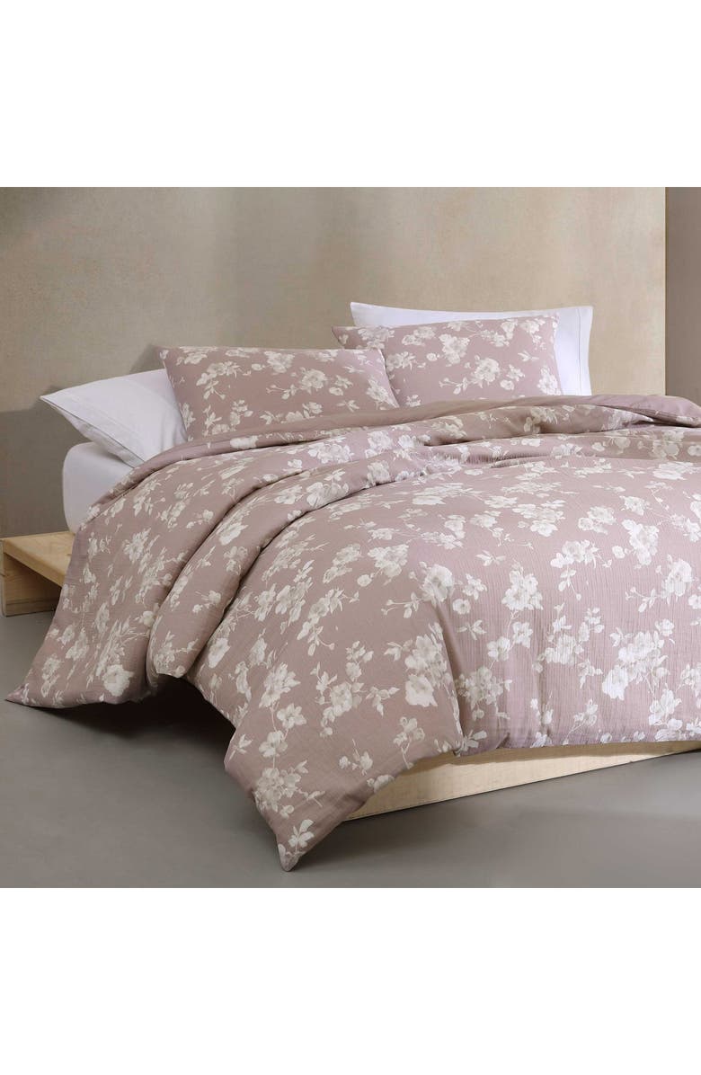 Calvin Klein Home Eternity Floral Reversible Cotton Gauze Comforter Cover & Shams Set, Alternate, color, Open Lt-Pastel Pink