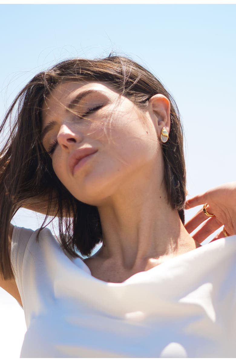 Classicharms Lexi Crystal Seashell Stud Earrings, Alternate, color, Gold