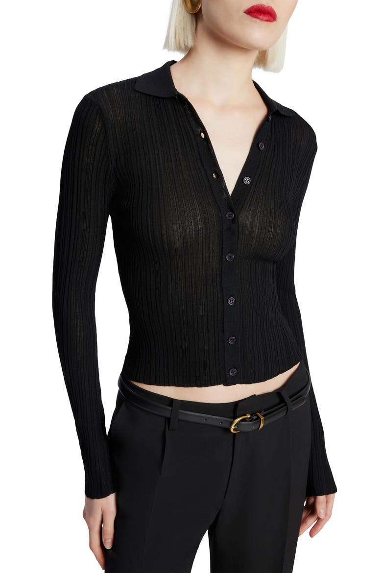 Ayda Long Sleeve Rib Top, Main, color, BLACK
