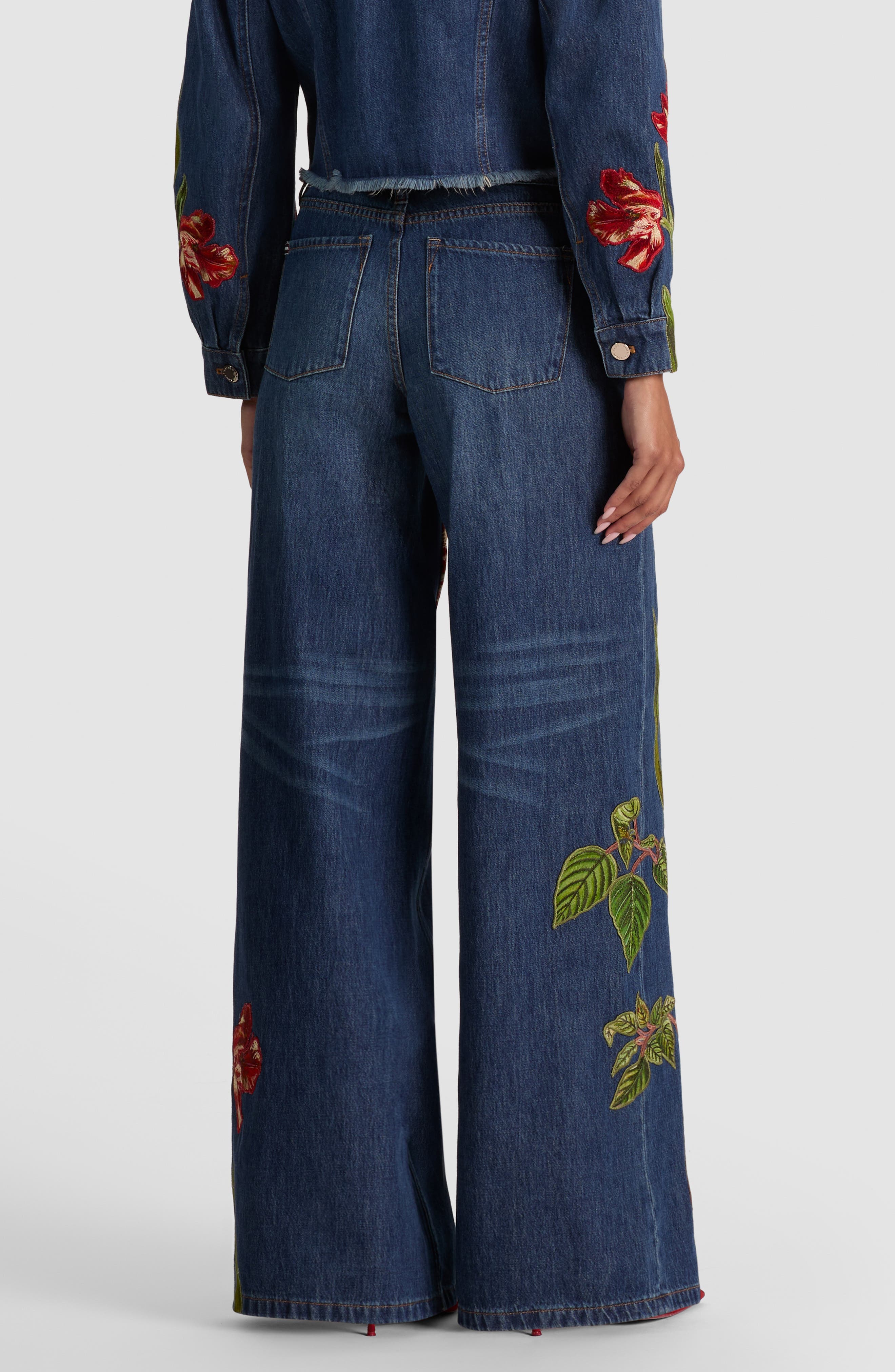 ALICE + OLIVIA Amazing Low Rise Baggy Wide Leg Embroidered Jeans (Women ...