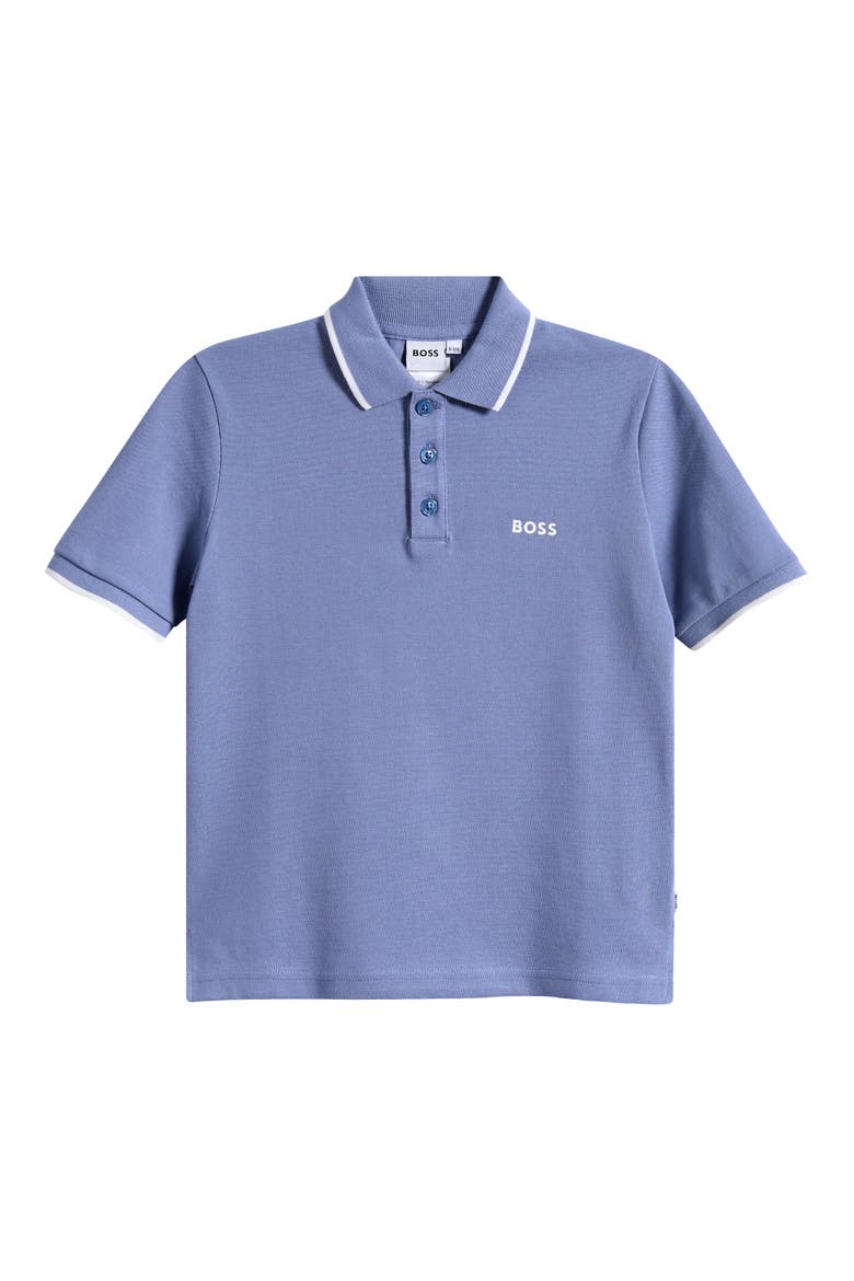 Kids' Tipped Cotton Pique Polo, Main, color, LAVENDER BLUE