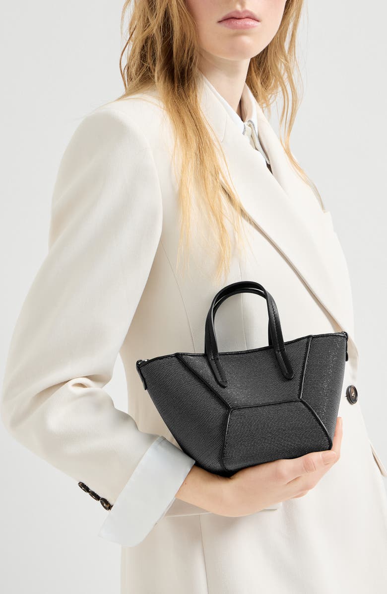 Brunello Cucinelli Precious BC Duo mini bag, Alternate, color, Black