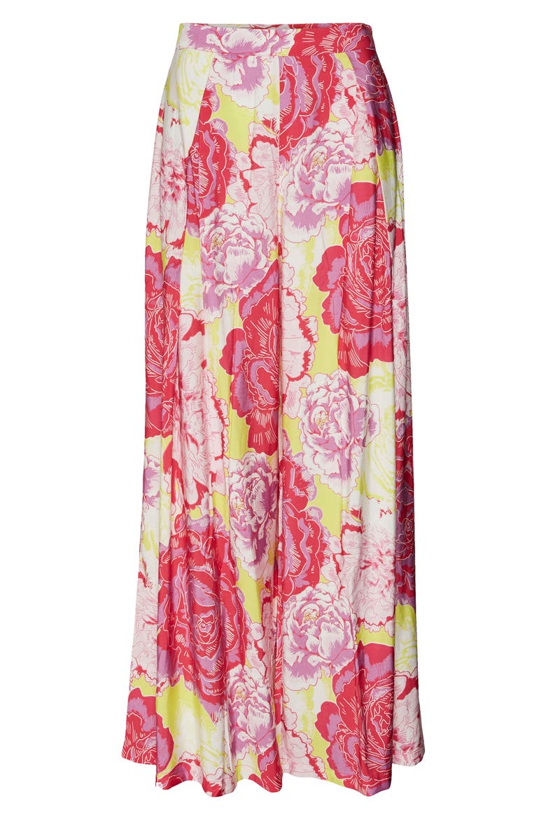 Floral Pleated High Waist Palazzo Pants, Alternate, color, YELLOW PLUM AOP BIG FLOWER