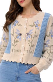 SAACHI Floral Stitch Cardigan