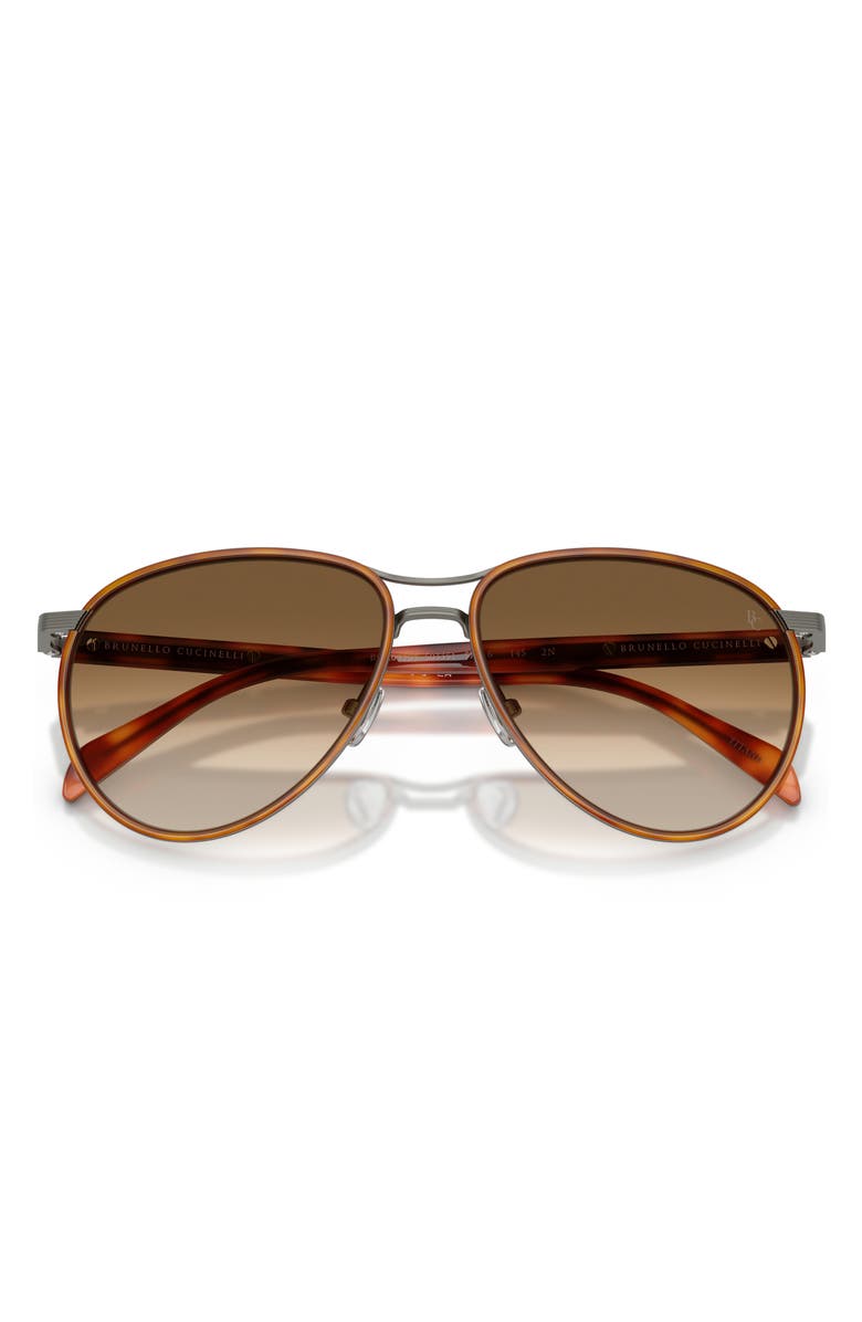 Brunello Cucinelli Apheleion 57mm Gradient Pilot Sunglasses, Alternate, color, Pewter