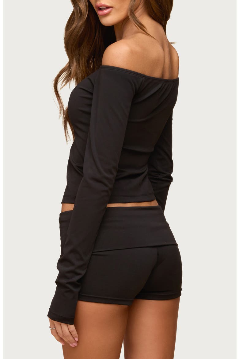 Tezia Off the Shoulder Top, Alternate, color, BLACK