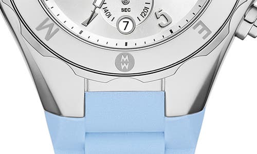 Michele Jellybean Silicone Strap Watch, 38mm In Blue/silver