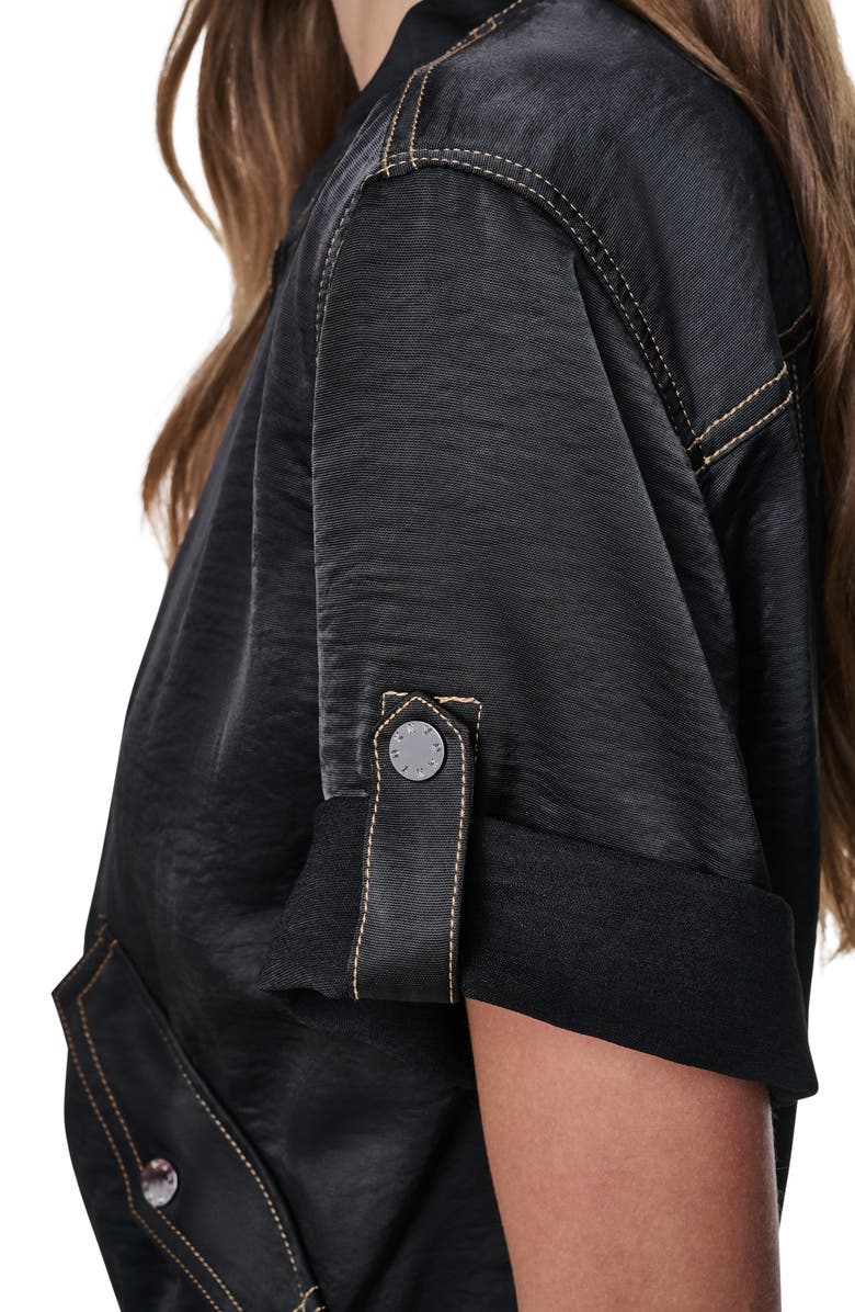 DKNY Contrast Stitch Bomber Jacket, Alternate, color, Black