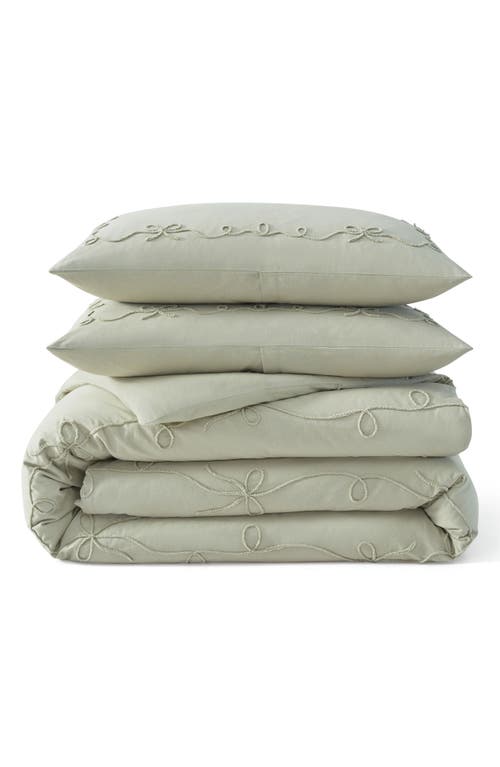 Peri Home Sasha Bows Duvet Cover & Sham Set In Green