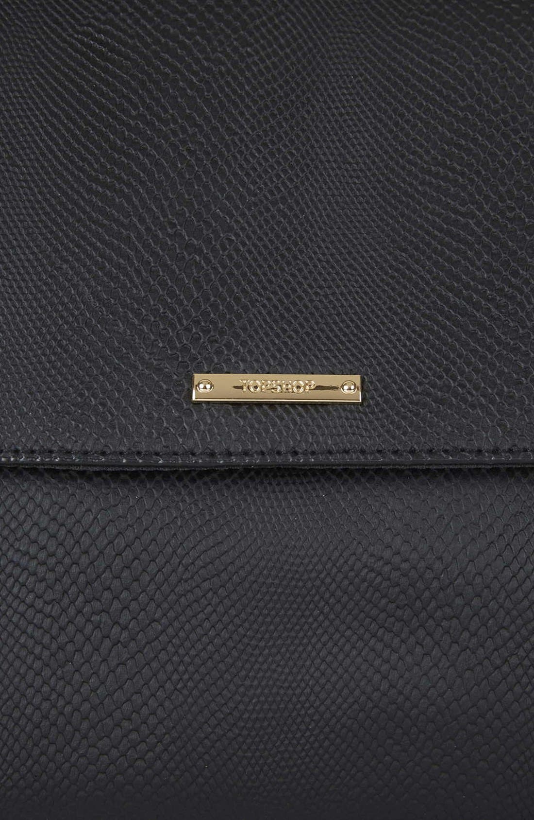 Faux Leather Envelope Clutch, Alternate, color, BLACK