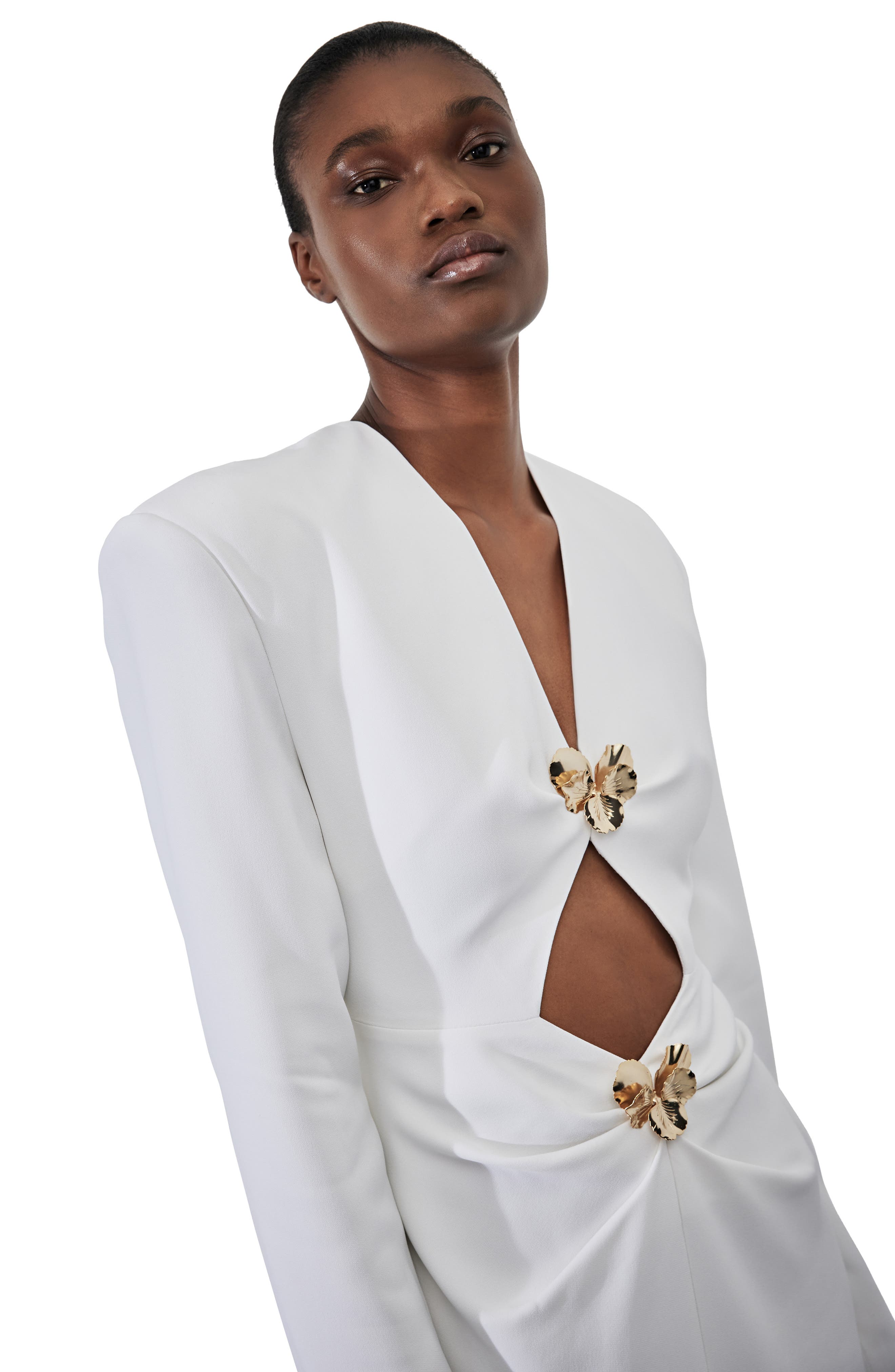 Et Ochs Melody Metallic Floral Long Sleeve Column Gown (Women) | Nordstrom
