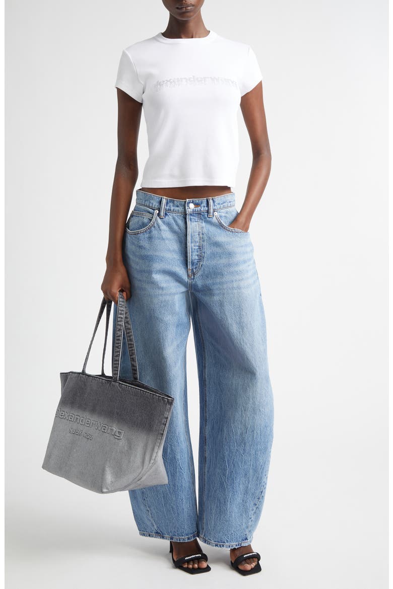 Blow Up Crystal Logo Balloon Leg Jeans, Alternate, color, VINTAGE LIGHT INDIGO