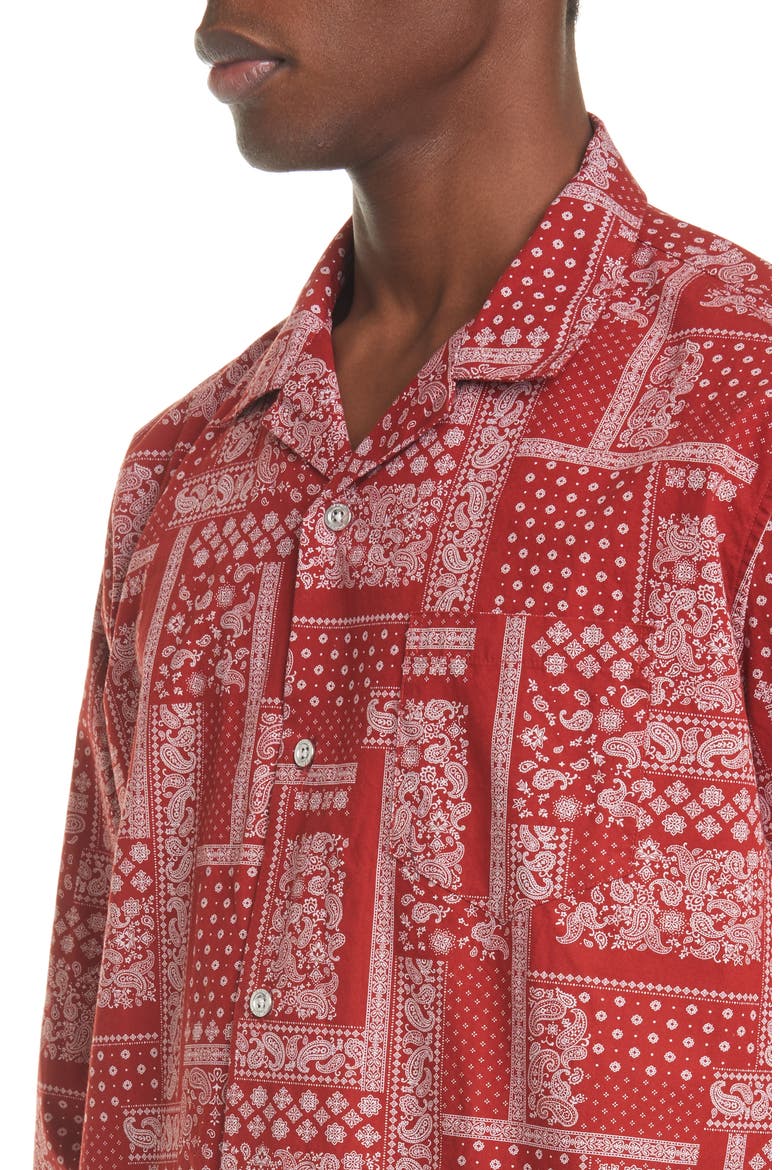 PURPLE Red Bandana Button-Up Shirt, Alternate, color, RED