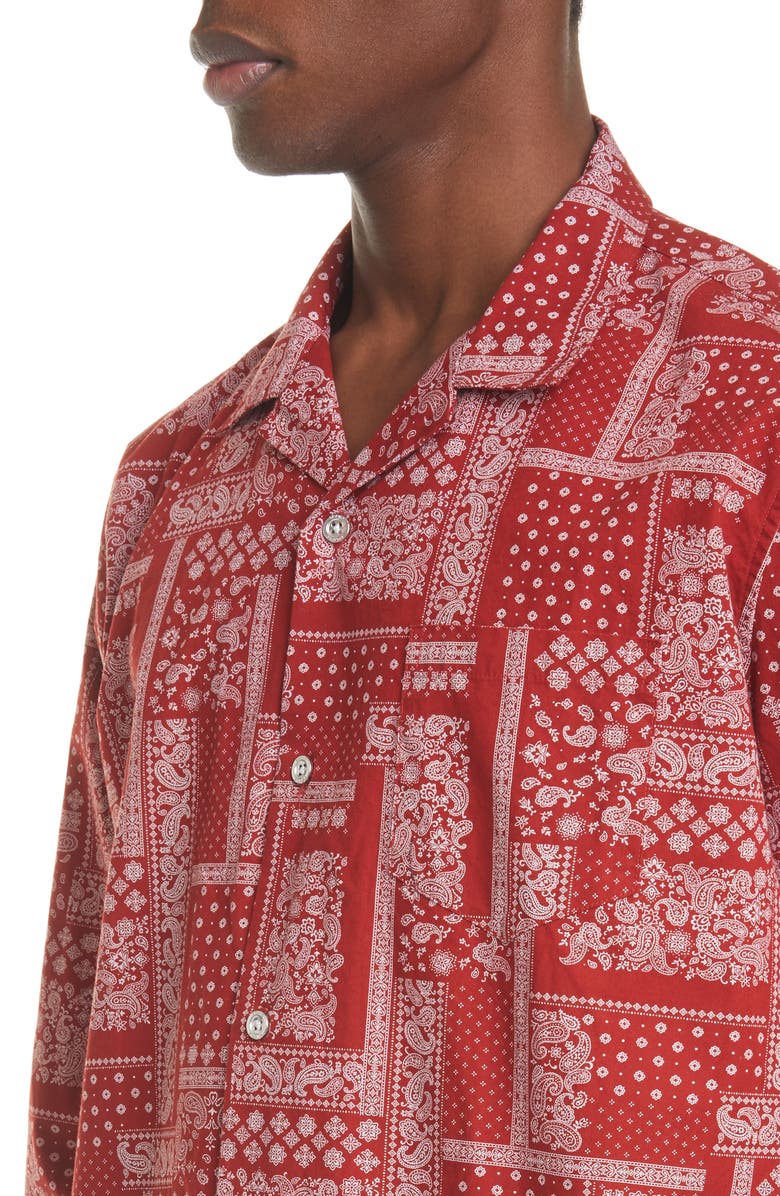 PURPLE BRAND PURPLE Red Bandana Button-Up Shirt, Alternate, color,