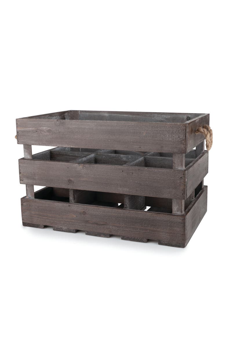 Wooden 6-Bottle Crate, Alternate, color, Wood
