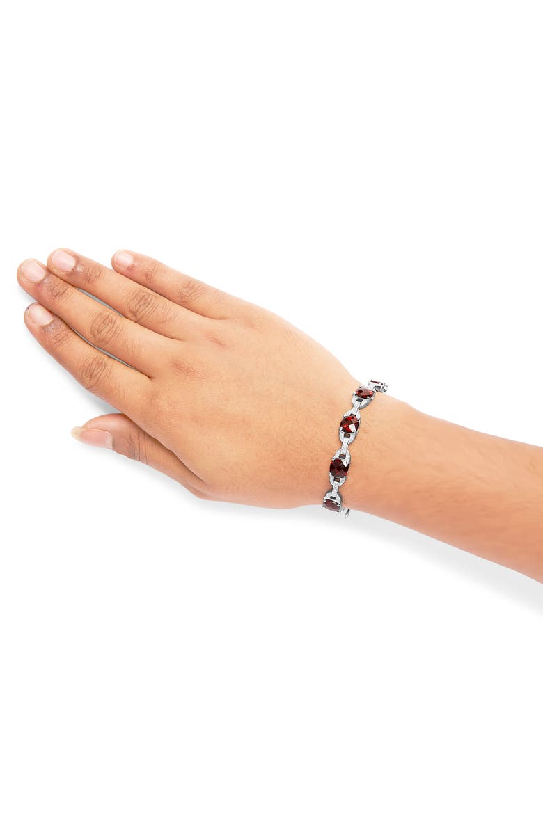 Haus of Brilliance Silver Garnet & Diamond Accent Tennis Link Bracelet, Alternate, color, White