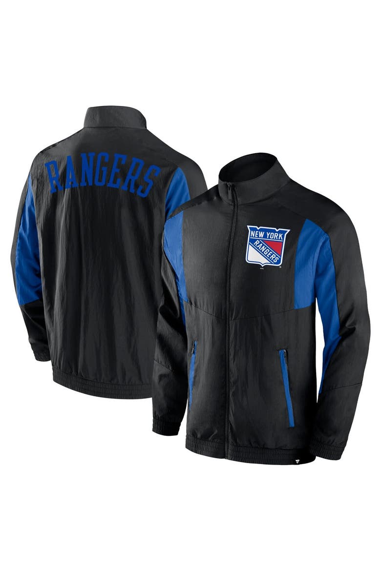 Men's Fanatics Branded Black New York Rangers Step Up Crinkle Raglan Full-Zip Windbreaker Jacket, Alternate, color, Black