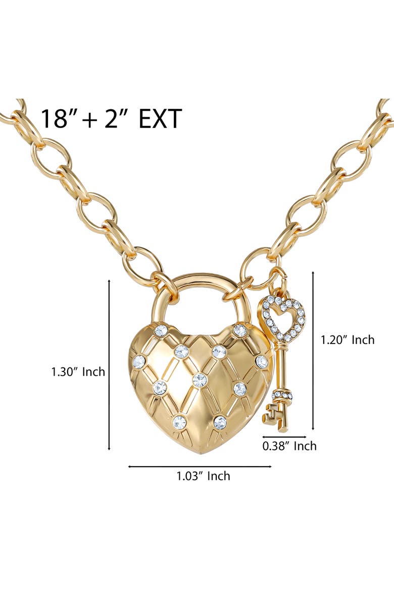 Heart Locket with Key Pendant Necklace, Gold-Tone, Alternate, color, Gold Tone