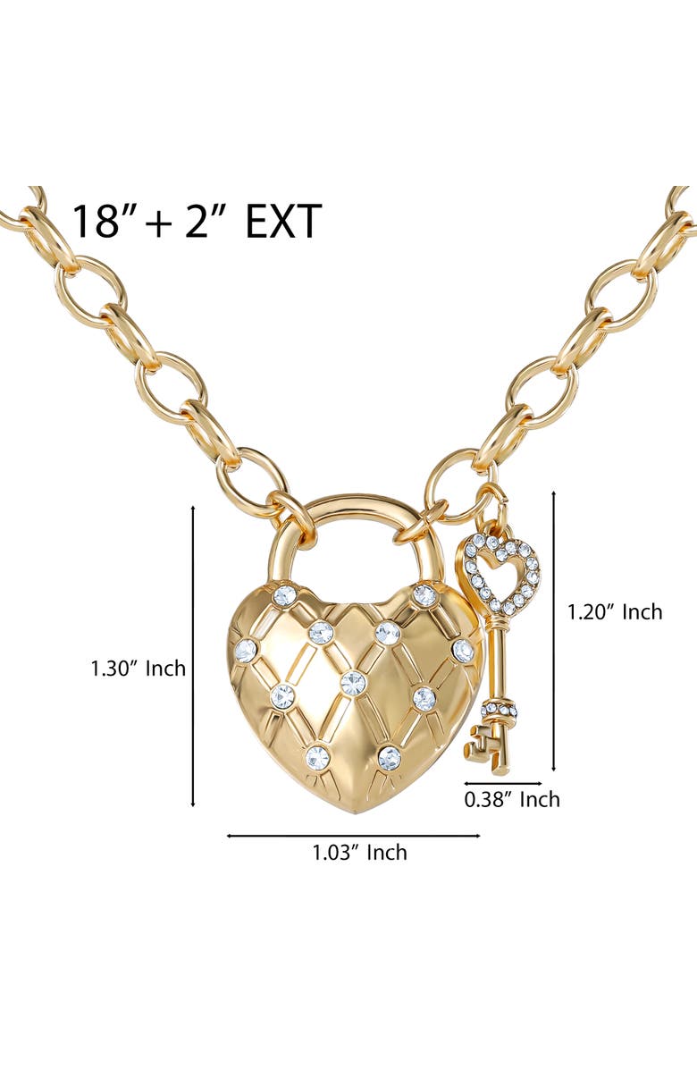 Juicy Couture Heart Locket with Key Pendant Necklace, Gold-Tone, Alternate, color, Gold Tone