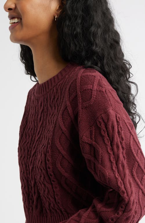 Bp. Cable Pullover Sweater In Burgundy