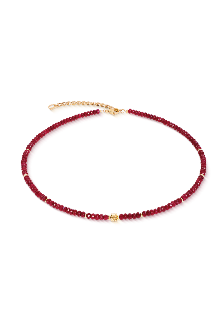 Necklace Hammered Cube Ruby Gold, Main, color, Ruby Gold