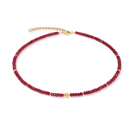 COEUR DE LION Necklace Hammered Cube Ruby Gold