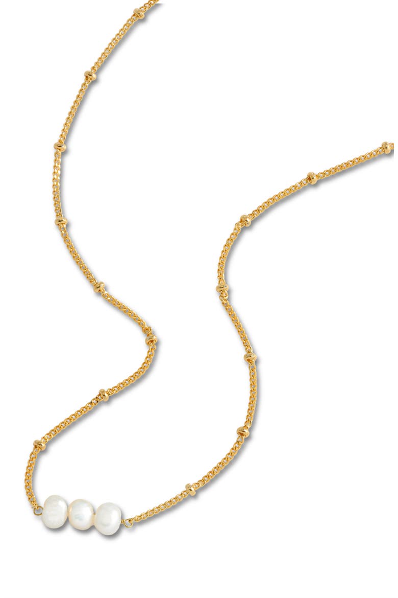 Triple Faux Pearl Beaded Chain Necklace, Alternate, color, GOLD