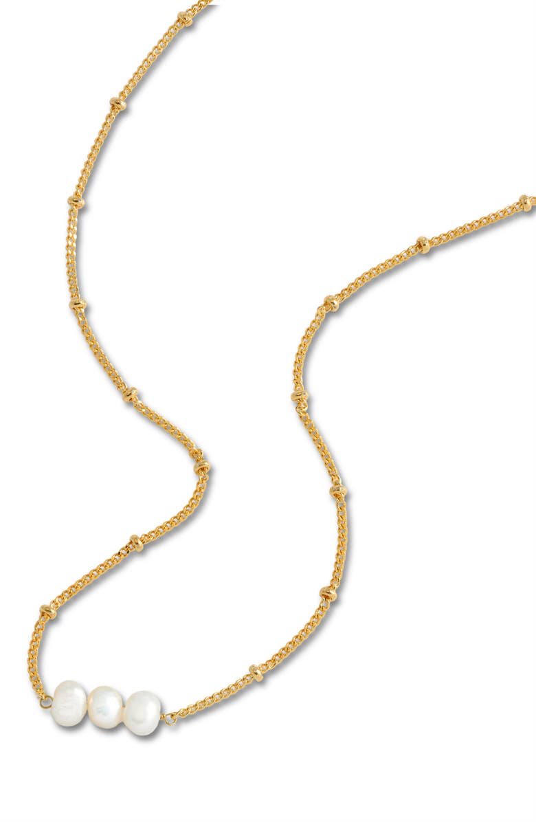Estella Bartlett Triple Faux Pearl Beaded Chain Necklace, Alternate, color, Gold