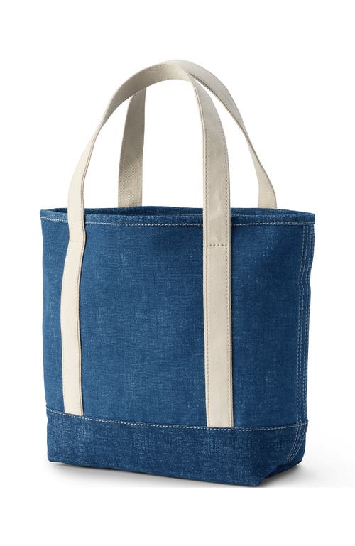 Lands' End Medium Solid Color 5 Pocket Open Top Canvas Tote Bag In Blue