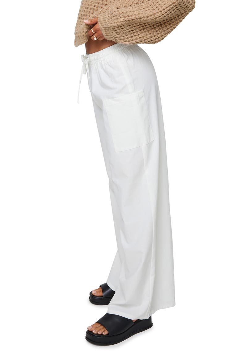 Brunie Wide Leg Cotton & Linen Cargo Pants, Alternate, color, OFF WHITE