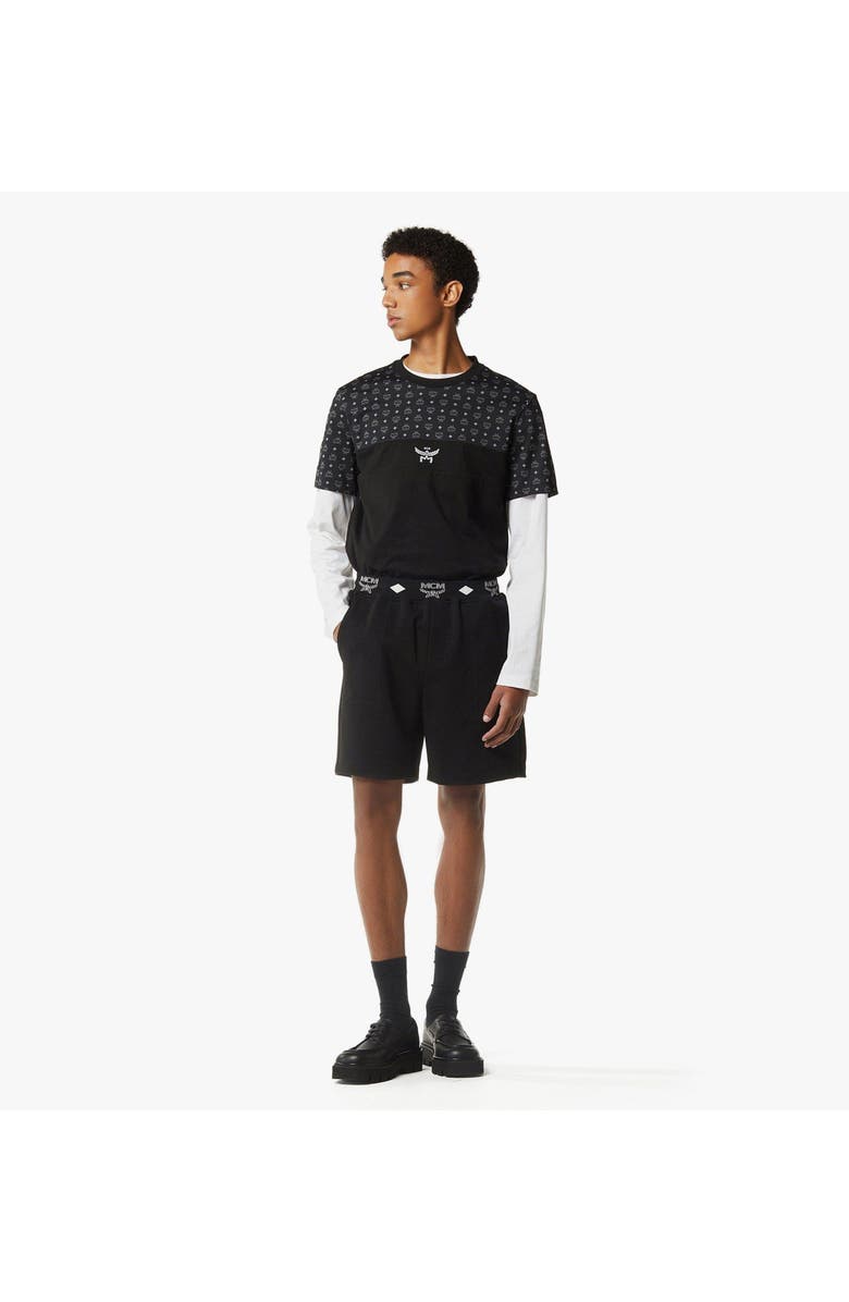 MCM Essential Logo Ponte Shorts, Alternate, color, Black