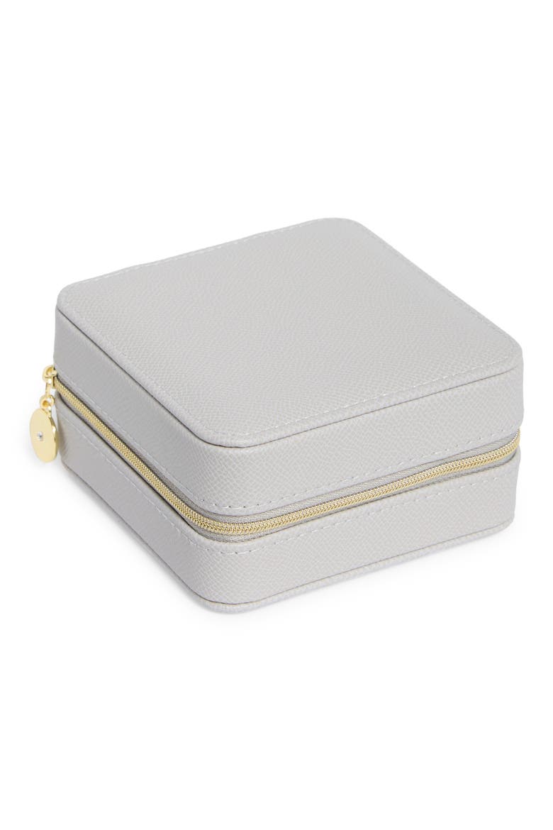 Square Zip Jewelry Box, Main, color, DOVE GREY