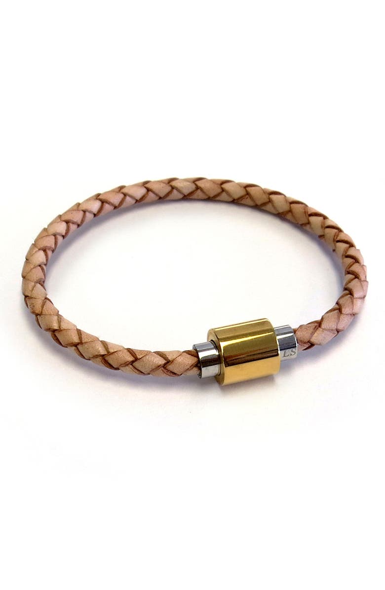 Liza Schwartz Braided Leather Magnetic Bracelet, Main, color, 