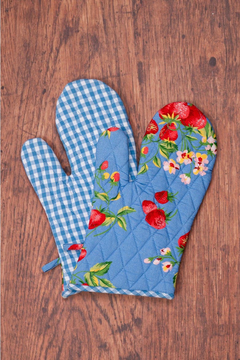 Strawberry Magic Oven Mitt, Set of 2, Alternate, color, Blue
