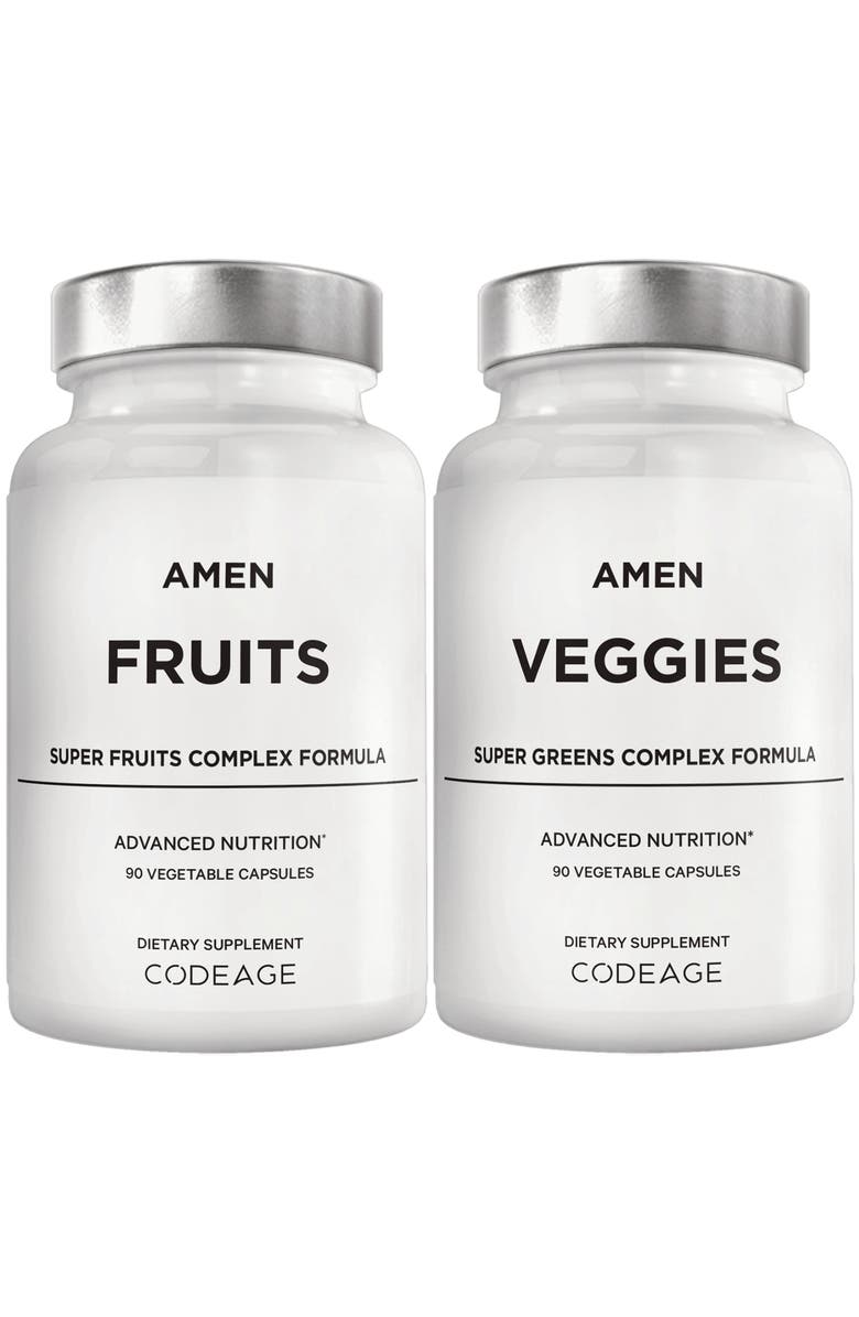 Codeage Amen Fruits + Veggies Vitamins Bundle, Main, color, White