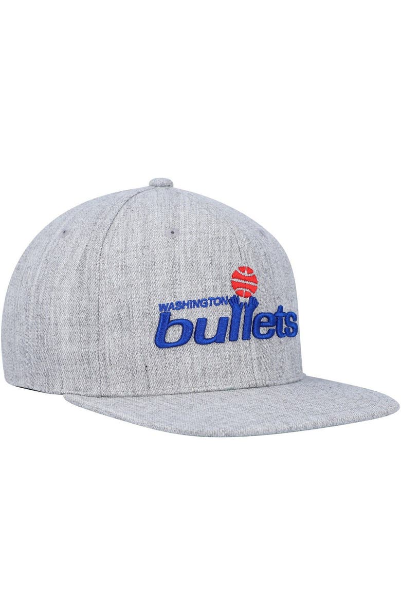 Mitchell & Ness Men's Mitchell & Ness Heather Gray Washington Bullets Hardwood Classics 2.0 Snapback Hat, Alternate, color, 