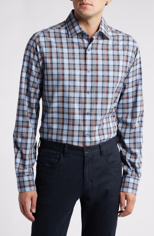 Scott Barber Collegiate Plaid Regular Fit Button-Up Shirt in Blue 