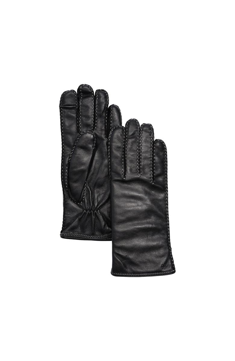 Echo Stitch Detail Leather Glove, Alternate, color, Black Multi