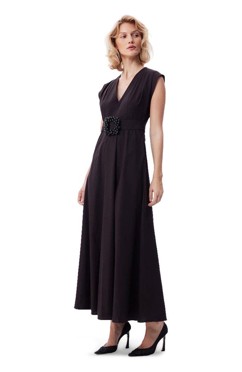 THEO The Label Echo Beaded Belt V-neck Shirtdress, Alternate, color, 