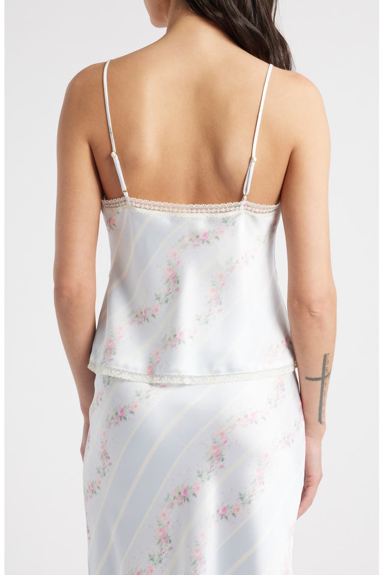 Levall Floral Lace Trim Satin Camisole, Alternate, color, WAVECREST BLUE