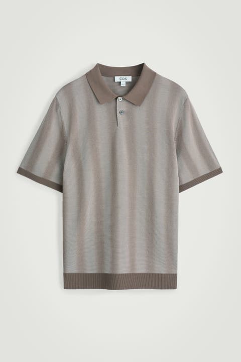 Diffused-stripe Knit Polo Shirt