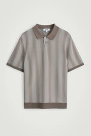 COS Diffused-Stripe Knit Polo Shirt