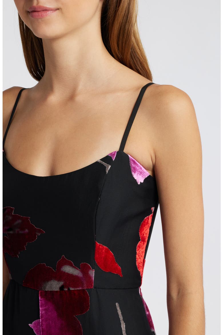 Sonnie Floral Velvet Burnout Strapless Jumpsuit, Alternate, color, BLACK FLORAL