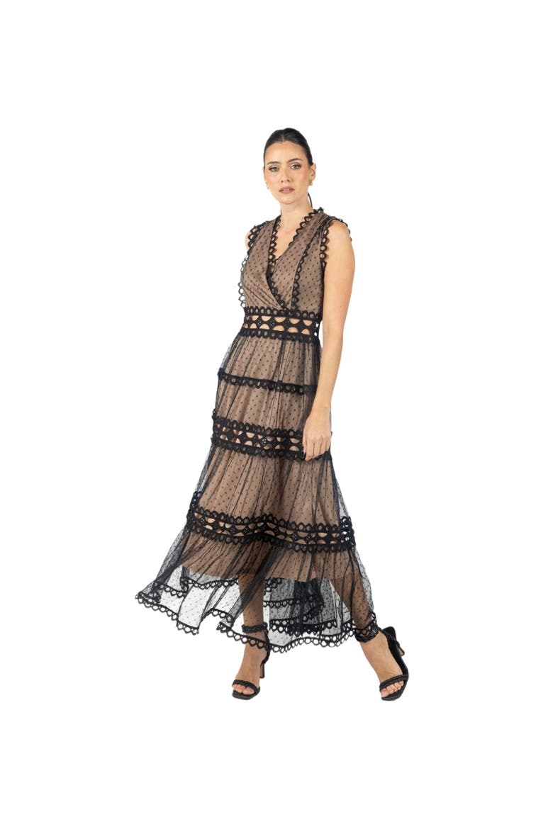 Serena Black Lace Maxi Dress, Alternate, color, Black